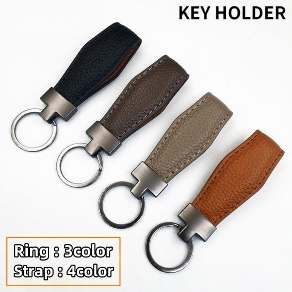 キーホルダー キーリング メンズ レディース レザー風 ループ ストラップ スマートキー 鍵 車 バ...