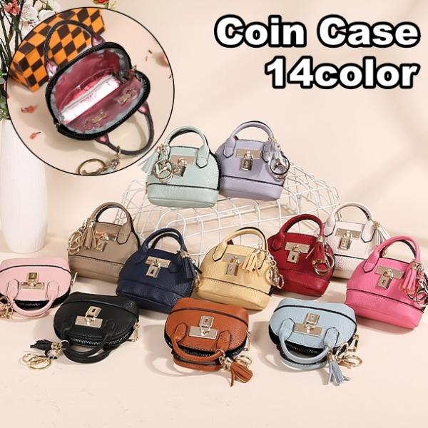 コインケース 小銭入れ レディース ボストンバッグ型 ミニ財布 キーリング キーホルダー バッグチャ...