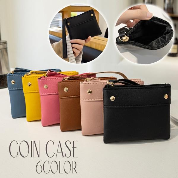 コインケース 小銭入れ ストラップ付 ミニポーチ レザー調 ミニウォレット レディース 女性 ファス...
