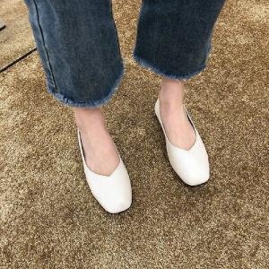 パンプス 靴 ぺたんこ スクエアトゥ ローヒー...の詳細画像3