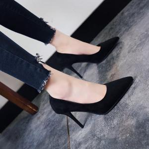 パンプス ポインテッドトゥ ミドル ハイヒール...の詳細画像2