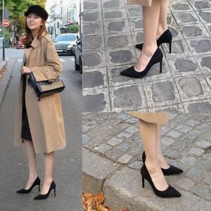 パンプス ポインテッドトゥ ミドル ハイヒール...の詳細画像3