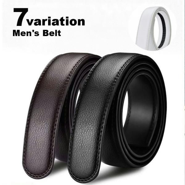 ベルト 交換用 穴無し メンズ 男 ファッション小物 バックルなし ブラック フェイクレザー フォー...
