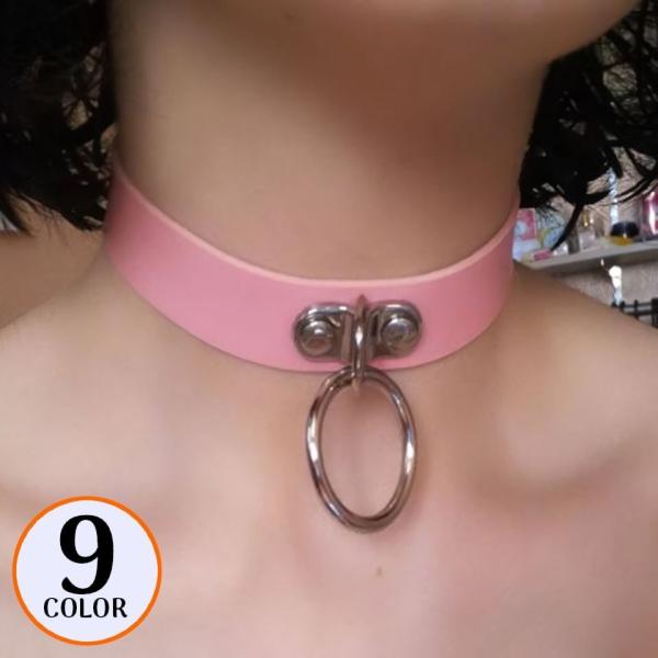 チョーカー レディース PUレザー ネックレス 首輪 アクセサリー リング付き パンク ロック ゴシ...