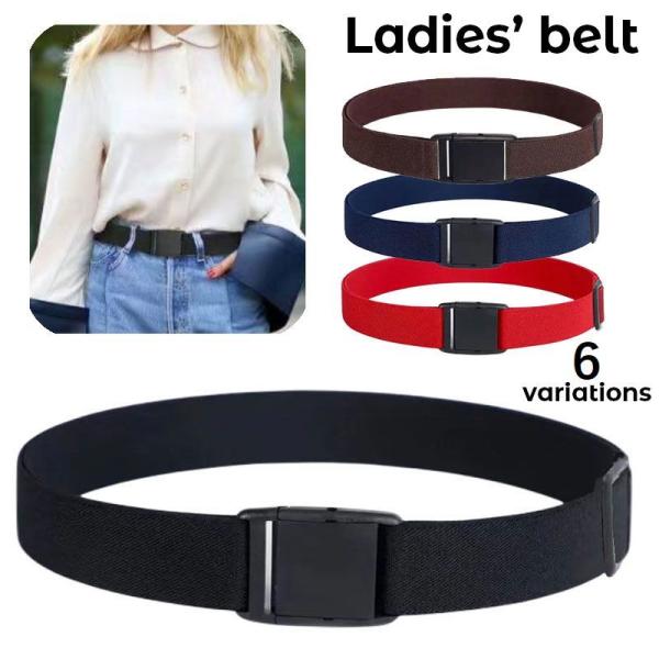 ベルト レディース 女性用 ワンタッチバックル シンプル カジュアル おしゃれ 無地 単色 伸縮 ゴ...