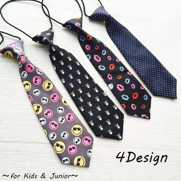子供用ネクタイ ワンタッチ ゴムバンド キッズ ジュニア 子ども ファッション小物 着脱簡単 ドクロ...