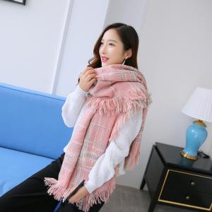 マフラー ストール ショール レディース 女性 ファッション雑貨 大判 大きめ ボリューム感 防寒具 暖かい ポカポカ フリンジ チェック柄 カジュア