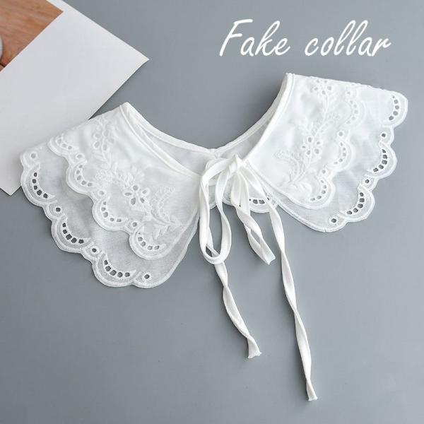 つけ襟 付け襟 フェイクカラー レディース 花柄 刺繍 ホワイト 可愛い 上品 ファッション小物 装...