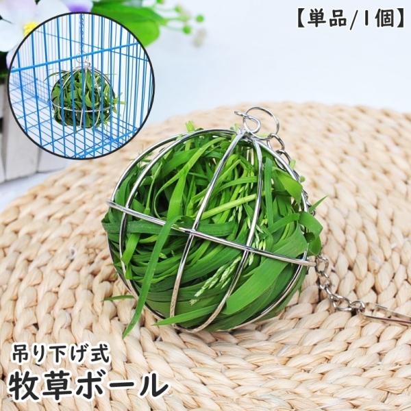 牧草ボール 牧草入れ エサ入れ 単品 1個 ボール型 吊り下げ式 小動物用食器 ペットグッズ ウサギ...