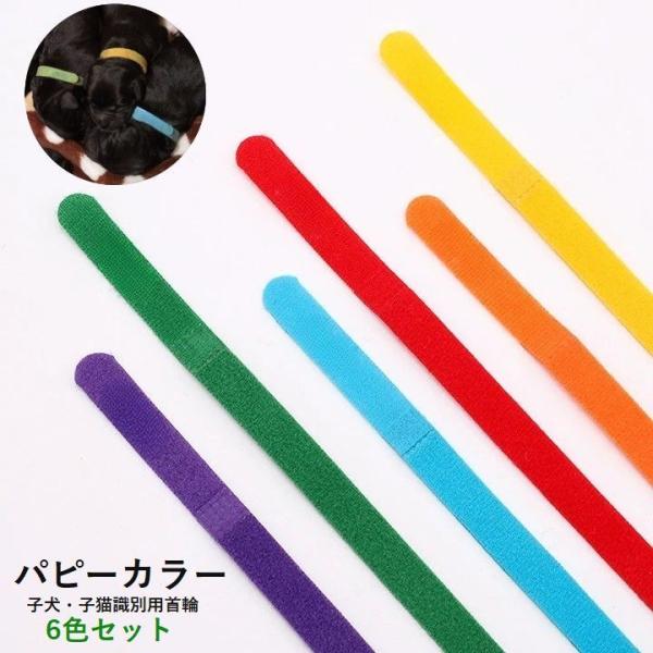 パピーカラー 6色セット 識別用カラー パピーマーカー 子犬用首輪 子猫用 犬猫兼用 ペット用品 首...