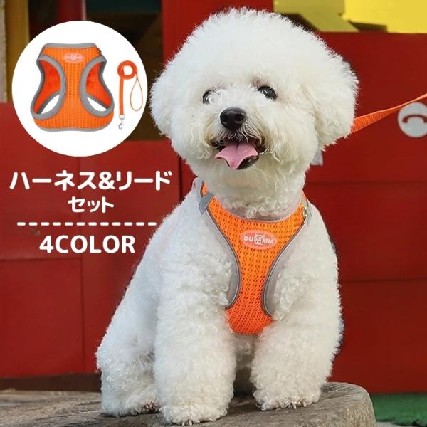 ハーネス リード セット 犬用品 ペット用品 小型犬 いぬ イヌ 調節可能 散歩グッズ 胴輪 散歩紐...