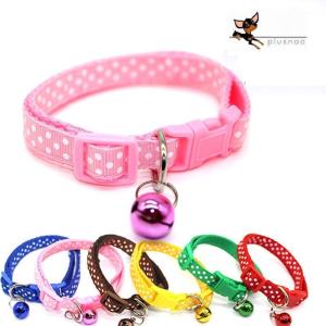 首輪 猫用 カラー 鈴付き ドット 水玉 バックル 調節可