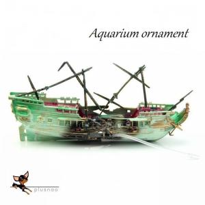 水槽用オーナメント エアポンプ 海賊船モチーフ