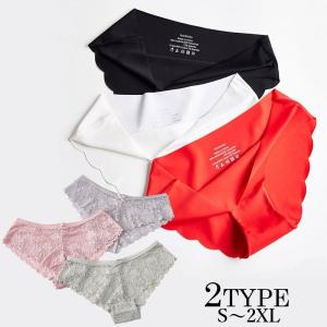 レディースショーツ パンツ パンティー セクシー インナー 女性下着 ランジェリー 透け感 レース シンプル 無地 シームレス 波形カット カラバリ豊