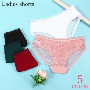 スタンダードショーツ パンツ レディース 女性 インナー アンダーウェア 下着 バックレース シースルー ドット ストライプ ブラック ホワイト ピン