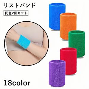 リストバンド 2個セット 手首サポーター 男女兼用 レディース メンズ スポーツ用 汗拭き アウトドア ランニング ジム