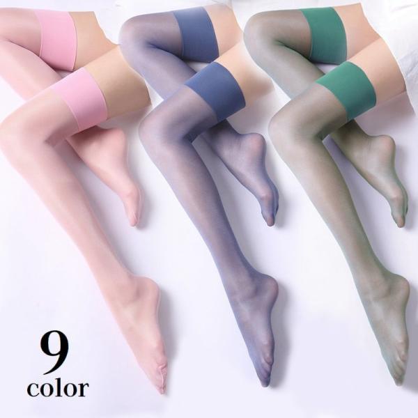 オーバーニーストッキング ガーターストッキング サイハイ レディース ニーハイ 膝上丈 太もも丈 薄...