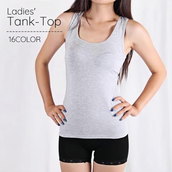 タンクトップ Uネック ラウンドネック レディース 女性 婦人 トップス インナー 薄手 無地 単色...