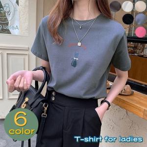 半袖Tシャツ クルーネック ロゴ ネコプリント レディース 女性 婦人服 おしゃれ カジュアル デイリー プルオーバー カットソー トップス カジュア｜plusnao