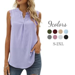 シャツ ブラウス ノースリーブ チュニックシャツ