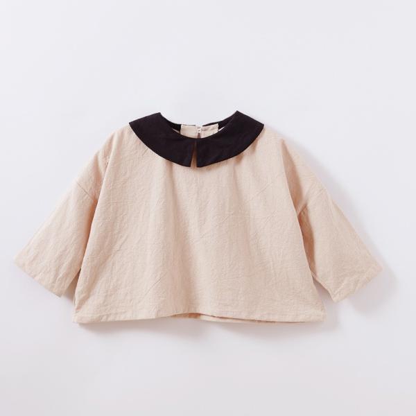 プルオーバーブラウス 7分袖ブラウス スモック 子供服 こども服 トップス 襟付き 女の子 女児 キ...