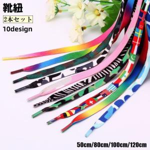 靴紐 くつひも 2本セット 左右セット 1足分 50cm 80cm 100cm 120cm 男女兼用 メンズ レディース 靴アクセサリー 迷彩 国旗