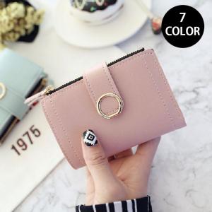 財布 二つ折り カード入れ レディース ファッション雑貨 ファッション小物 小銭入れ スナップボタン ファスナー ジッパー バックル 無地 シンプル