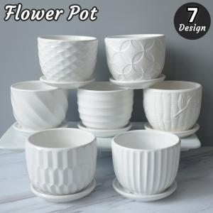 陶器鉢 植木鉢用 皿 受け皿 角 / グレーズド 受皿 角型 ホワイト 約