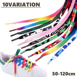 靴紐 2本セット 左右セット 100cm 120cm 50cm 80cm ジュニア キッズ レディース カラフル 派手 迷彩 ゼブラ 平型 靴ひも 運｜plusnao