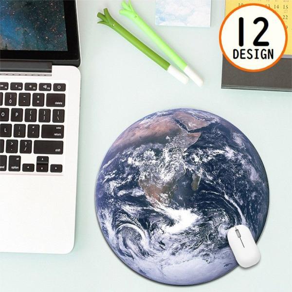 マウスパッド 滑り止め 事務用品 オフィス用品 薄型 円型 丸形 ラウンド 宇宙 太陽系 惑星 プラ...