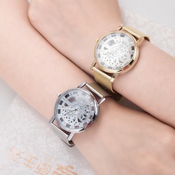 腕時計 アナログ ラウンドウォッチ スケルトンタイプ 男女兼用 ユニセックス ペアウォッチ クリア ...