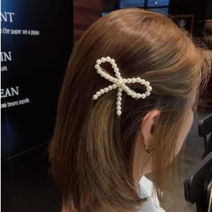 ヘアピン ヘアクリップ リボン りぼん フェイクパール