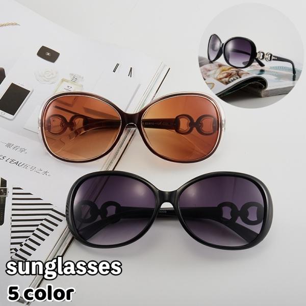 サングラス レディース 女性 ビッグフレーム カラーレンズ デザインフレーム UVカット UV400...
