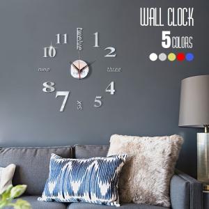 壁掛け時計 ウォールクロック 鏡面 壁 シール 貼れる 簡単 電池式 DIY おしゃれ インテリア雑貨 見やすい 数字 英語 とけい