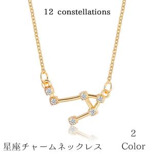 星座ネックレス 星座チャーム 12星座 星座 キラキラ 綺麗 シンプル 上品 お揃い カップル ネックレス プレゼント 記念日 レディース