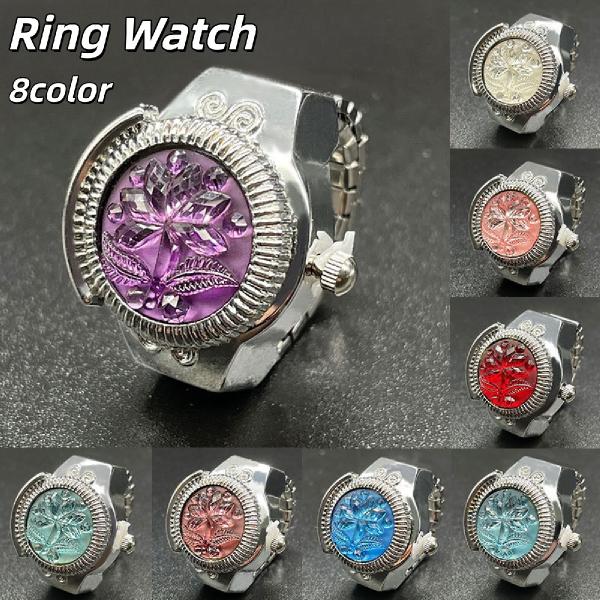 リングウォッチ 指輪型 時計 レディース メンズ 男女兼用 指時計 アナログ ラウンドウォッチ カバ...