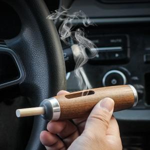 携帯灰皿 喫煙グッズ シガータイプ 葉巻型 木...の詳細画像1