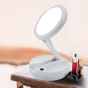 卓上ミラー 卓上鏡 LEDライト付き 照明付き...の詳細画像1