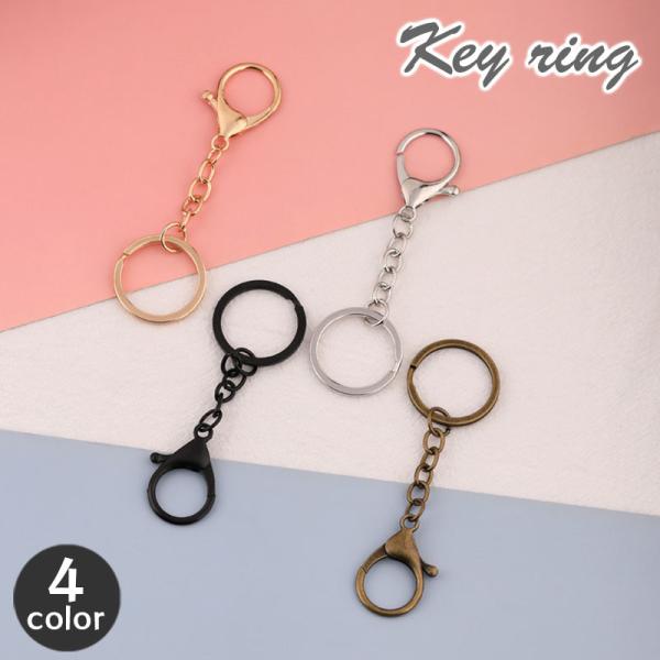 キーホルダー 単品 キーリング キーチェーン 二重リング カニカン シンプル 飾りなし 定番 ベーシ...