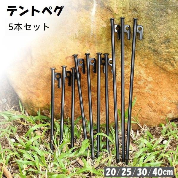 テントペグ 5本セット タープペグ 固定ピン テント設営 キャンプ アウトドア 20cm 25cm ...