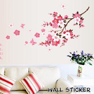 ウォールステッカー ウォールシール 壁シール 壁紙シール 壁面装飾 壁装飾 室内装飾 桃の木 花 フラワー 華やか おしゃれ かわいい きれい インテ