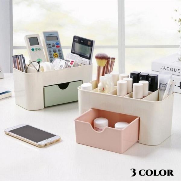 デスクオーガナイザー 引き出し付き メイクボックス 化粧品収納 ペン立て 鉛筆立て 仕切り 文房具入...