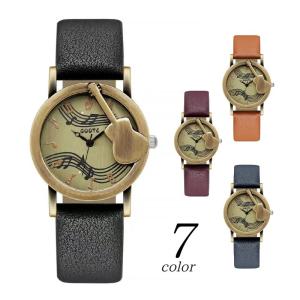 ジャンク品)(動作不可) レディース 腕時計 ブルー 手書き風 レトロ