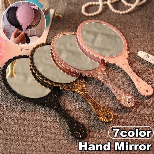 手鏡 ハンドミラー 楕円 持ち手 手持ち フラワー お花 エレガント クラシカル アンティーク調 か...