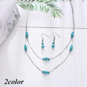 ネックレス ピアス 2点セット ターコイズ アク...の商品画像