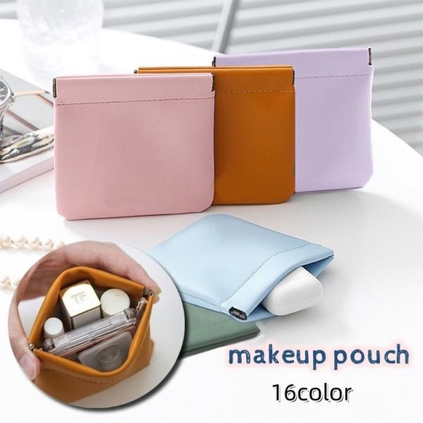 お化粧ポーチ メイクポーチ ワンタッチオープン バネ式 小物入れ ガジェットポーチ イヤホン入れ コ...