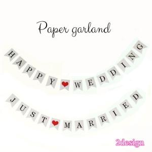 ペーパーガーランド ウェデイング 結婚式 前撮り パーティー デコレーション 装飾 ハート happy wedding just married