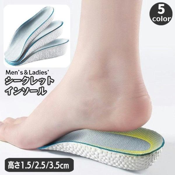 シークレットインソール 中敷き ハーフインソール インヒール 厚底 かかと用 メンズ レディース 靴...