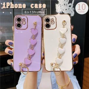 iPhoneケース スマホケース iPhoneカバー スマホカバー チェーン付き ハート 落下防止 汚れ防止 傷防止 かわいい おしゃれ 女子力 ゴー