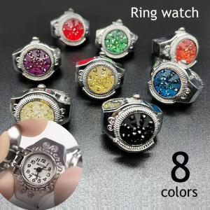 リングウォッチ 指輪時計 カバー付 フィンガーウォッチ ラウンドフェイス アナログ アラビア数字 個性的 ユニーク アクセサリー 指とけい｜プラスナオYahoo!店